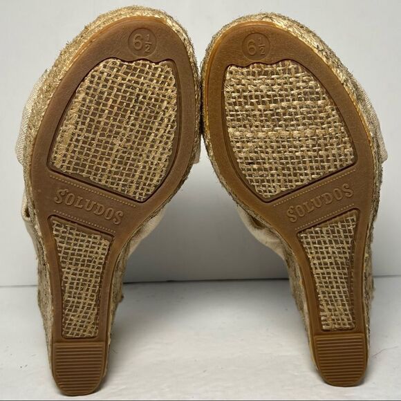 Soludos Ivory Knotted Wedge Espadrille Heels 6.5 - Picture 8 of 10